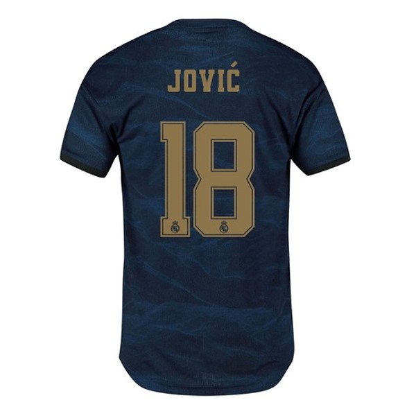 Camiseta Real Madrid NO.18 Jovic Segunda equipación 2019-2020 Azul